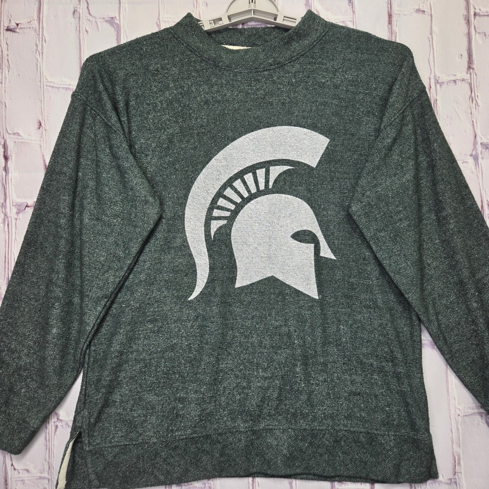 Bottom Drawers Michigan State Spartans Sequin Logo Sweatshirt Green Womens L‎